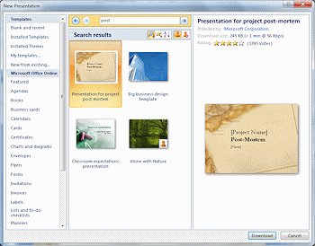 format of presentation of project