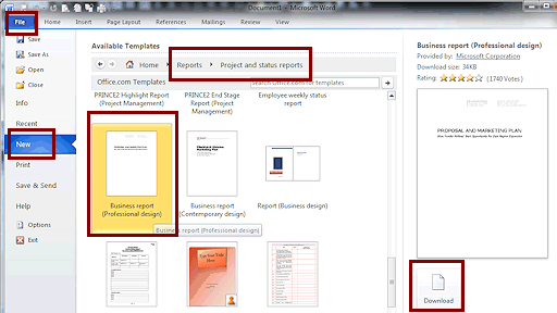 open new document from template